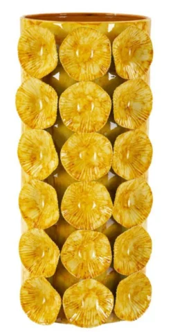 Vase décoratif relief jaune vif