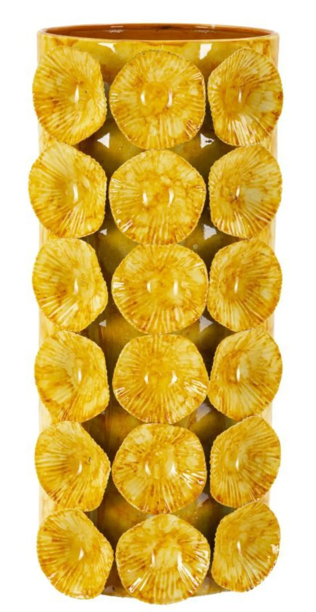 Vase décoratif relief jaune vif