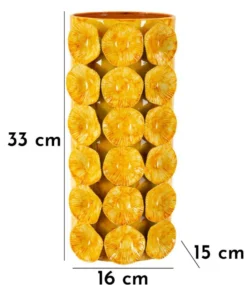 Vase décoratif relief jaune vif