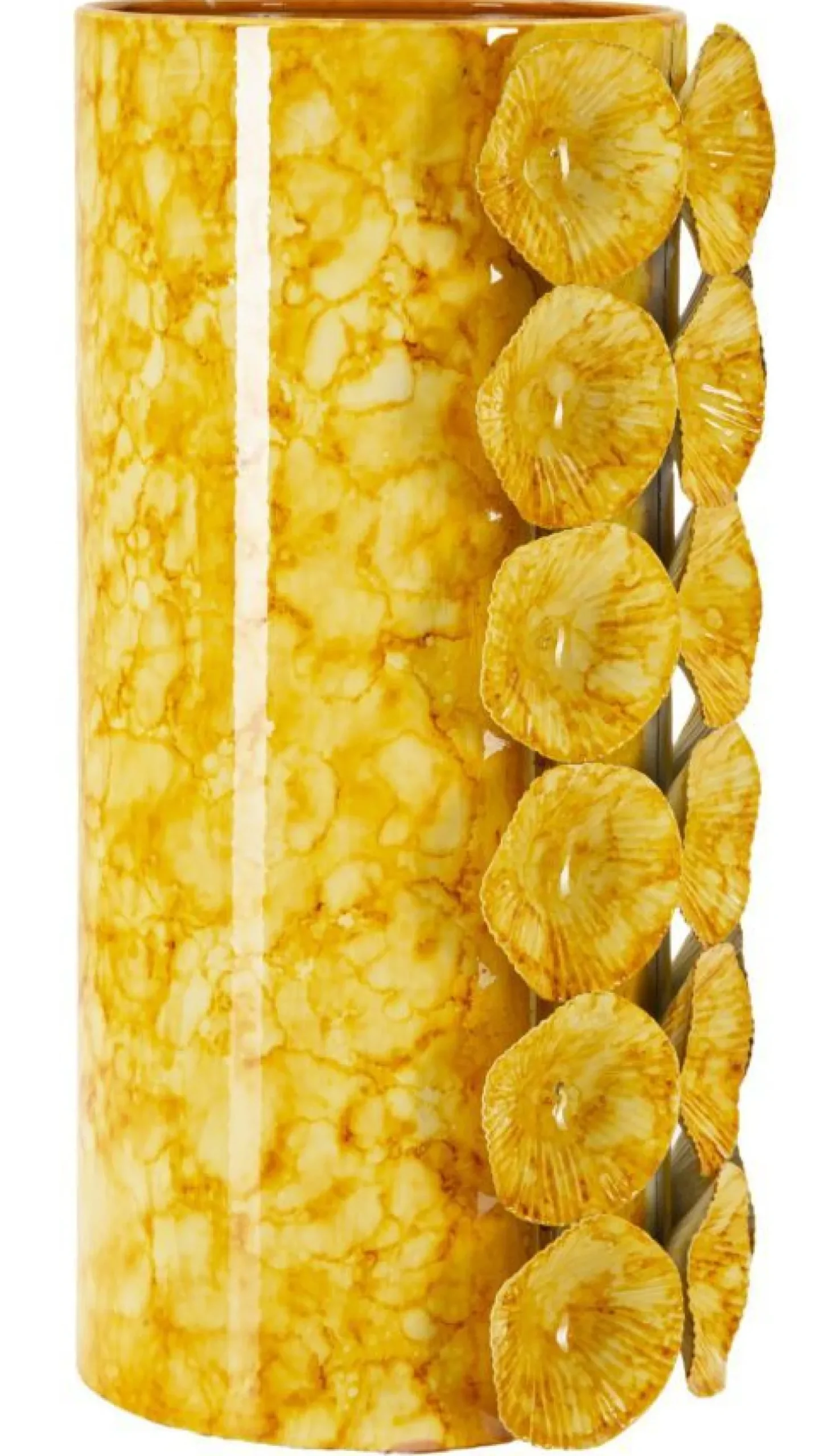 Vase décoratif relief jaune vif