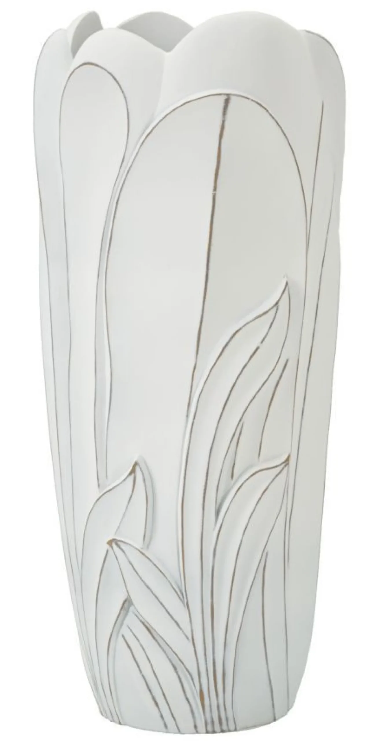 Vase en céramique blanc décorations en relief Gardy