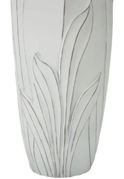 Vase en céramique blanc décorations en relief Gardy