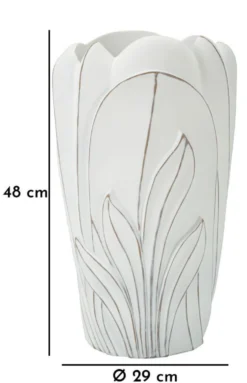 Vase en céramique blanc décoré en relief