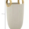 Vase en céramique blanche avec anneaux dorés