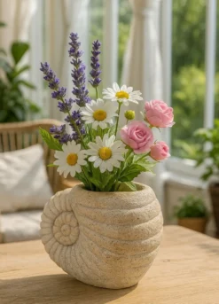 Vase en forme de coquillage sablé