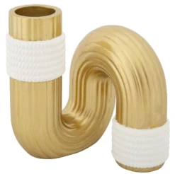 Vase en polyester blanc et doré