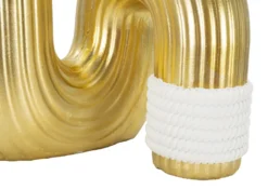 Vase en polyrésine dorée finitions blanches