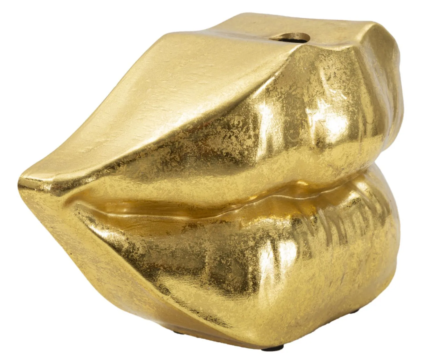Vase en polyrésine dorée forme lèvres