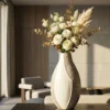 Vase en résine Ho Chi Minh blanc et doré