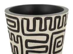 Vase en résine Nairobi motifs graphiques noirs