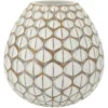 Vase en résine Tibet design géométrique blanc et marron