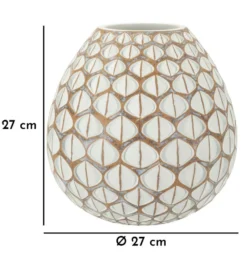 Vase en résine Tibet design géométrique blanc et marron