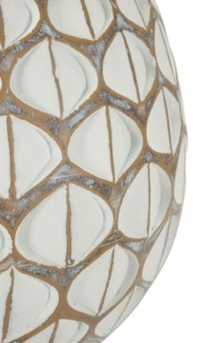 Vase en résine Tibet design géométrique blanc et marron