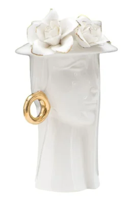 Vase femme porcelaine blanche décorations dorées