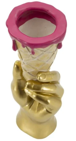 Vase Flower Cone main dorée et cornet crème