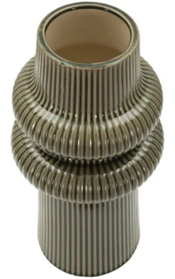 Vase harmonieux en céramique sculptée couleur taupe