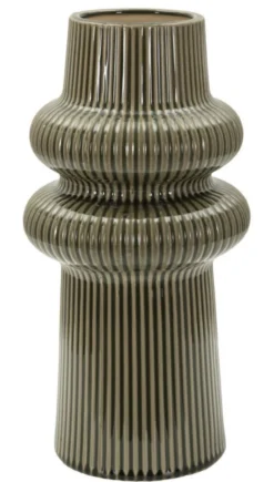 Vase harmonieux en céramique sculptée couleur taupe