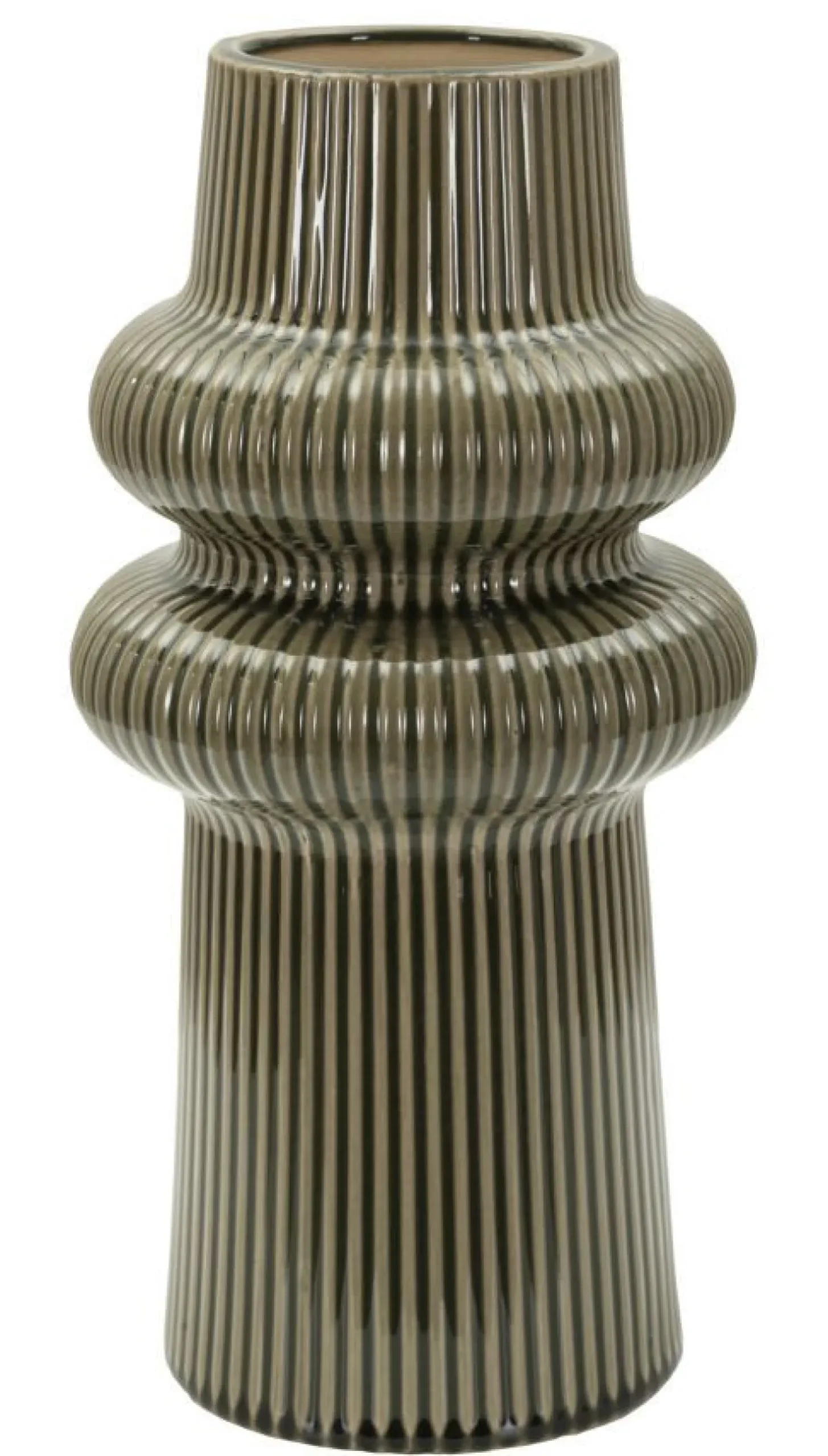 Vase harmonieux en céramique sculptée couleur taupe