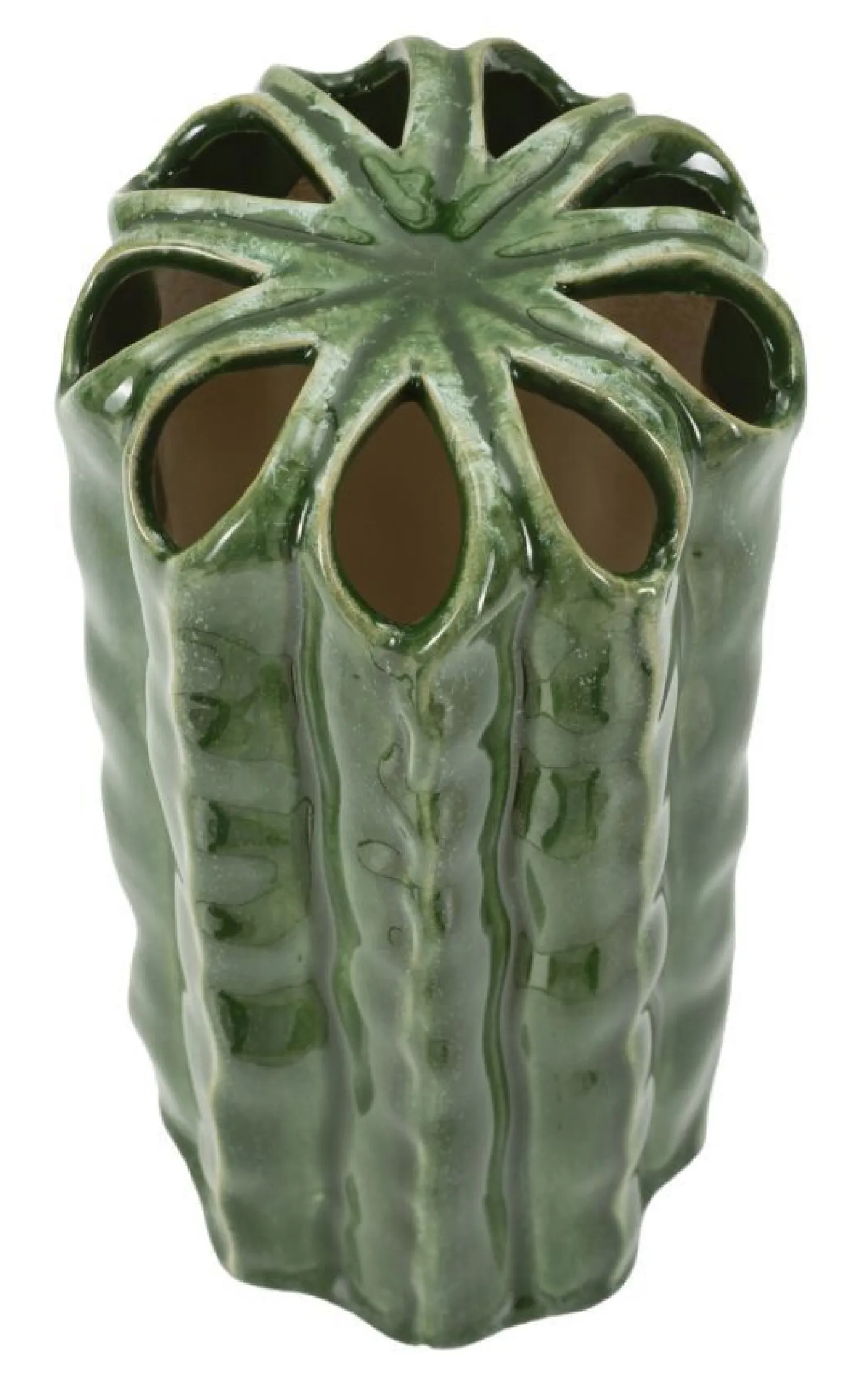 Vase haut effet cactus vert