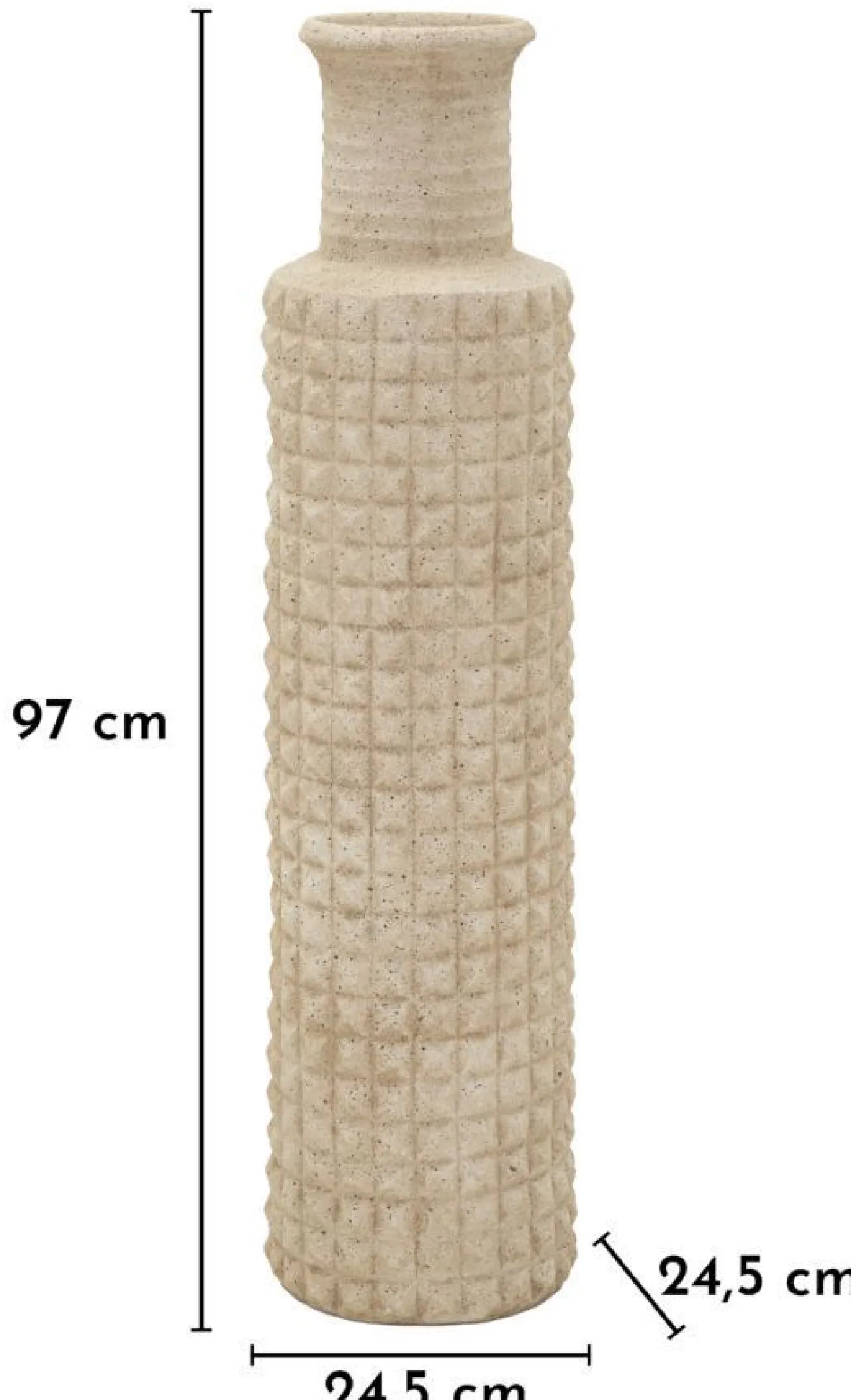 Vase haut en surface sablée couleur Pierre naturelle