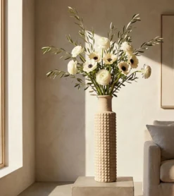 Vase haut en surface sablée couleur Pierre naturelle