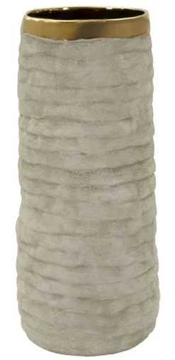 Vase ouvert Lima en céramique Beige et doré