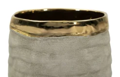 Vase ouvert Lima en céramique Beige et doré
