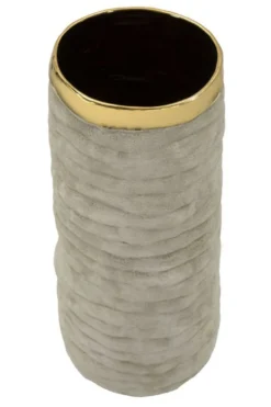 Vase ouvert Lima en céramique Beige et doré