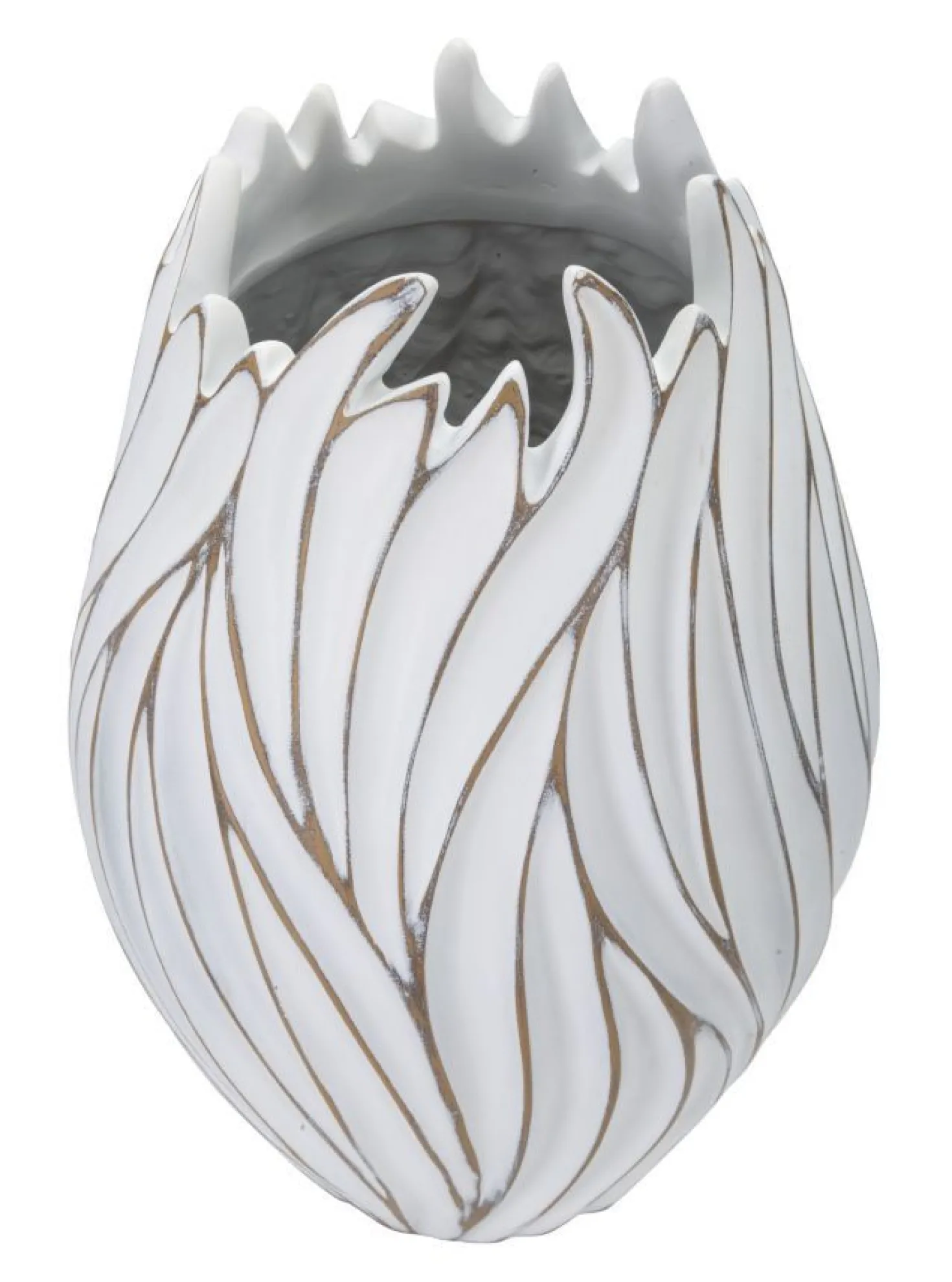 Vase ovale Honduras Polyrésine Blanc décoré