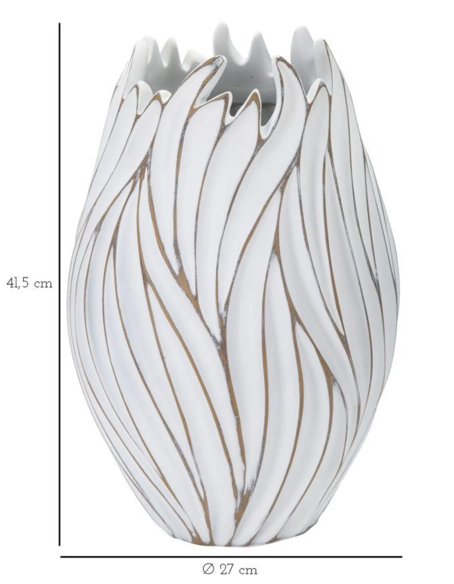 Vase ovale Honduras Polyrésine Blanc décoré