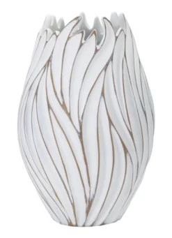 Vase ovale Honduras Polyrésine Blanc décoré