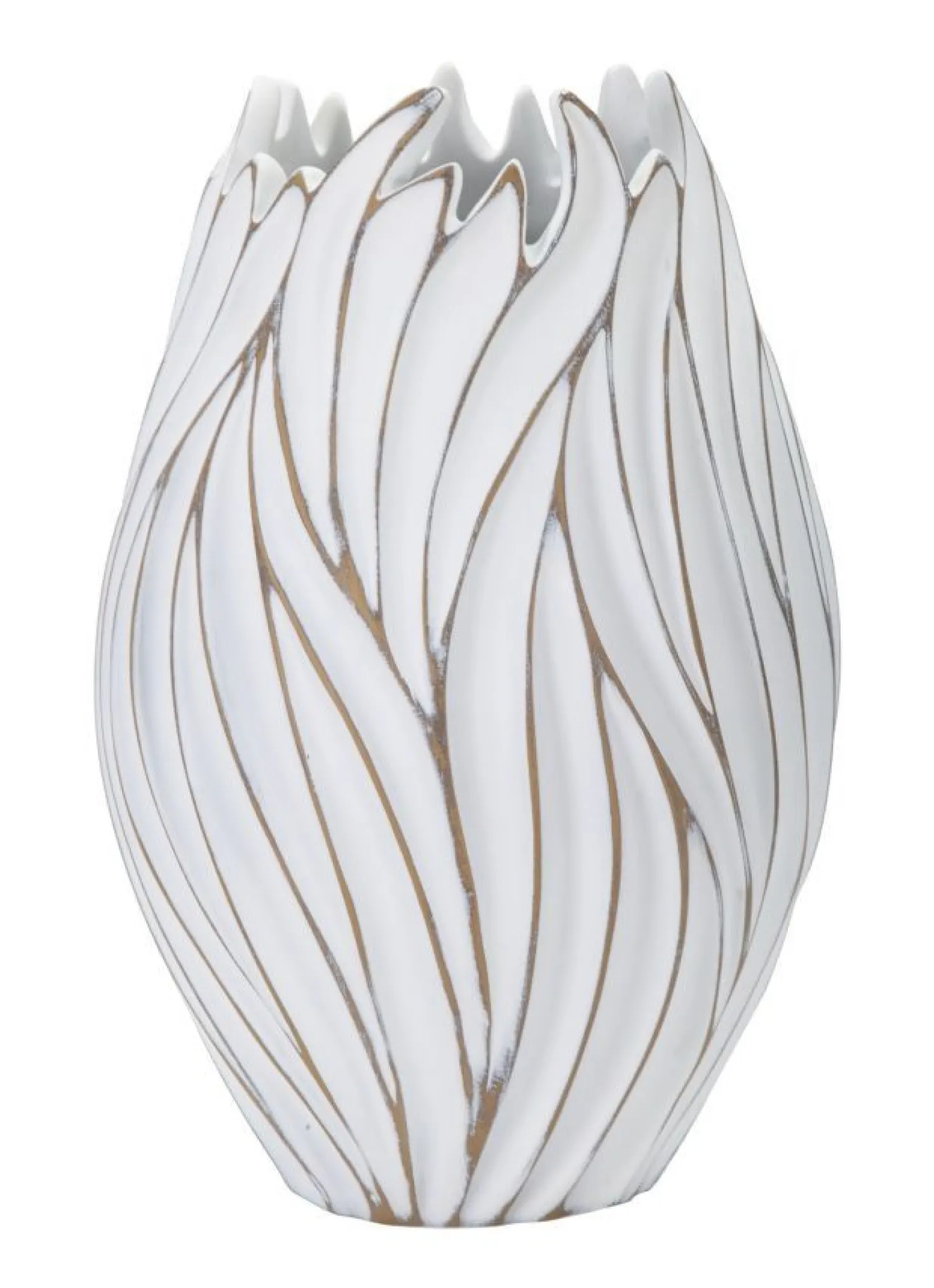 Vase ovale Honduras Polyrésine Blanc décoré
