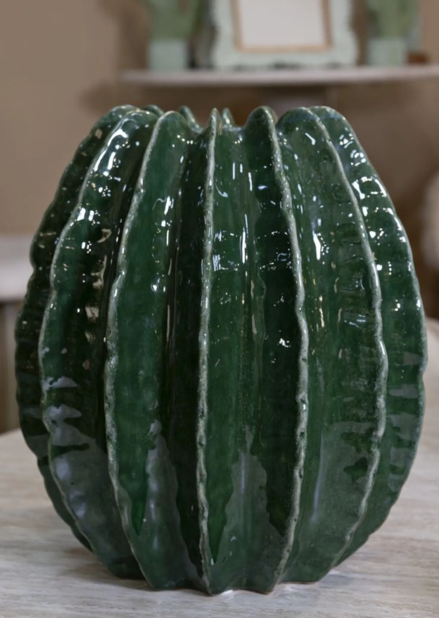 Vase rond Cactus finition brillante