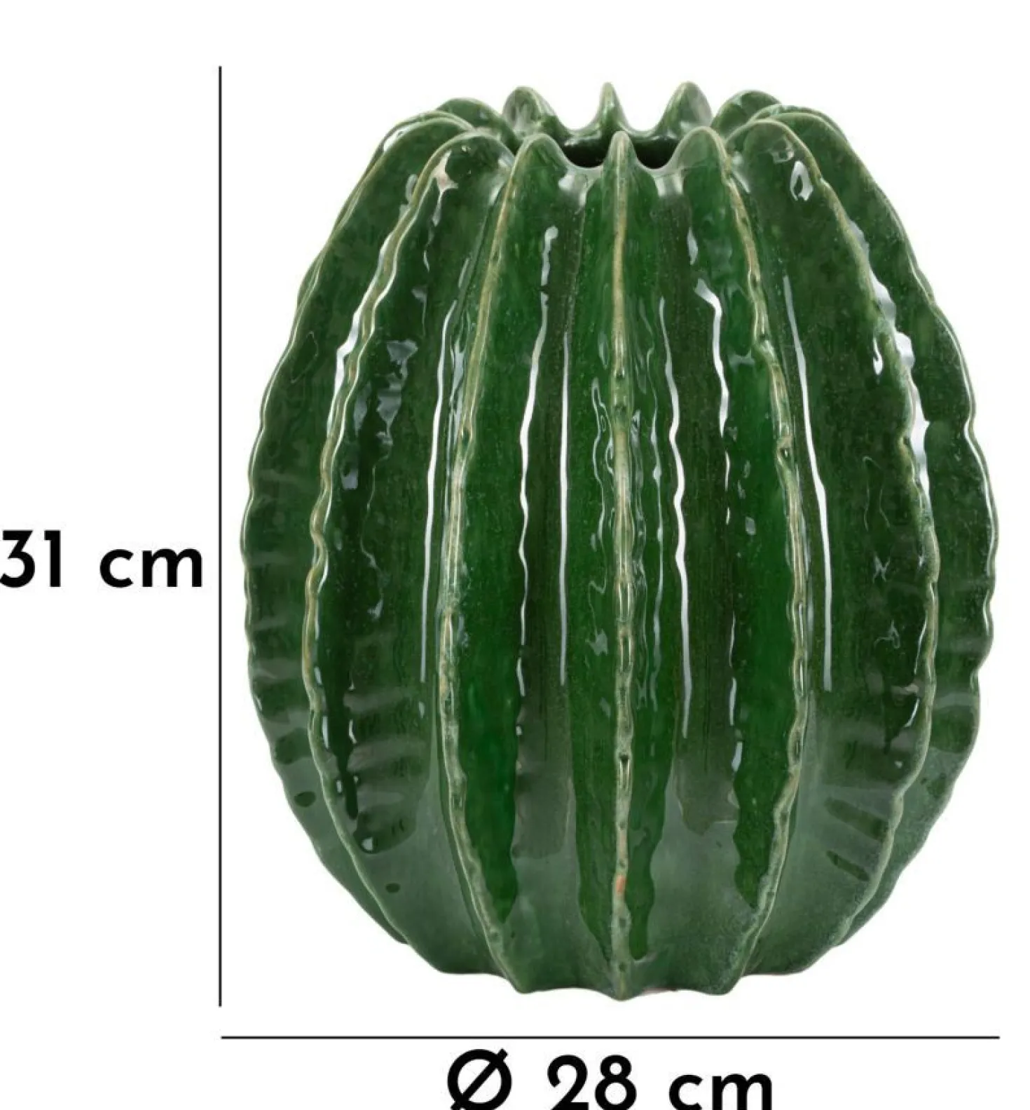 Vase rond Cactus finition brillante