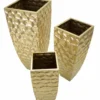 Vases carrés en métal doré ensemble de 3 pièces décorations en relief