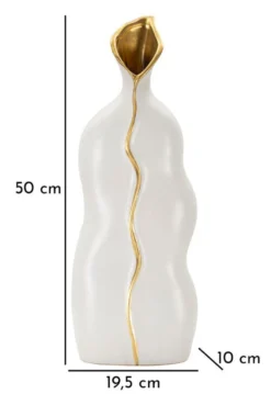 Vase sinueux céramique blanche détail doré