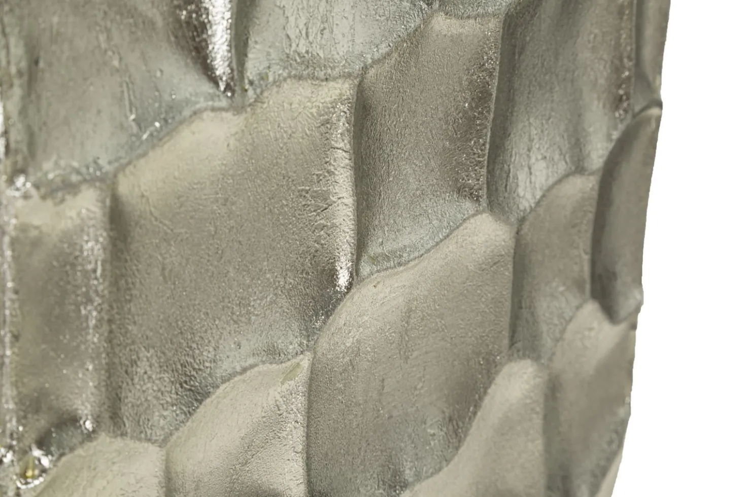 Vases ronds en métal argenté avec motifs en relief Set de 3