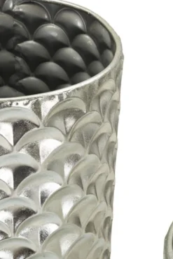 Vases ronds en métal argenté Silvy décorations irrégulières (set de 2)