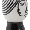 Vase visage Porcelaine Blanche base Noir