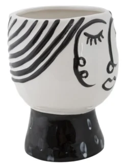 Vase visage Porcelaine Blanche base Noir