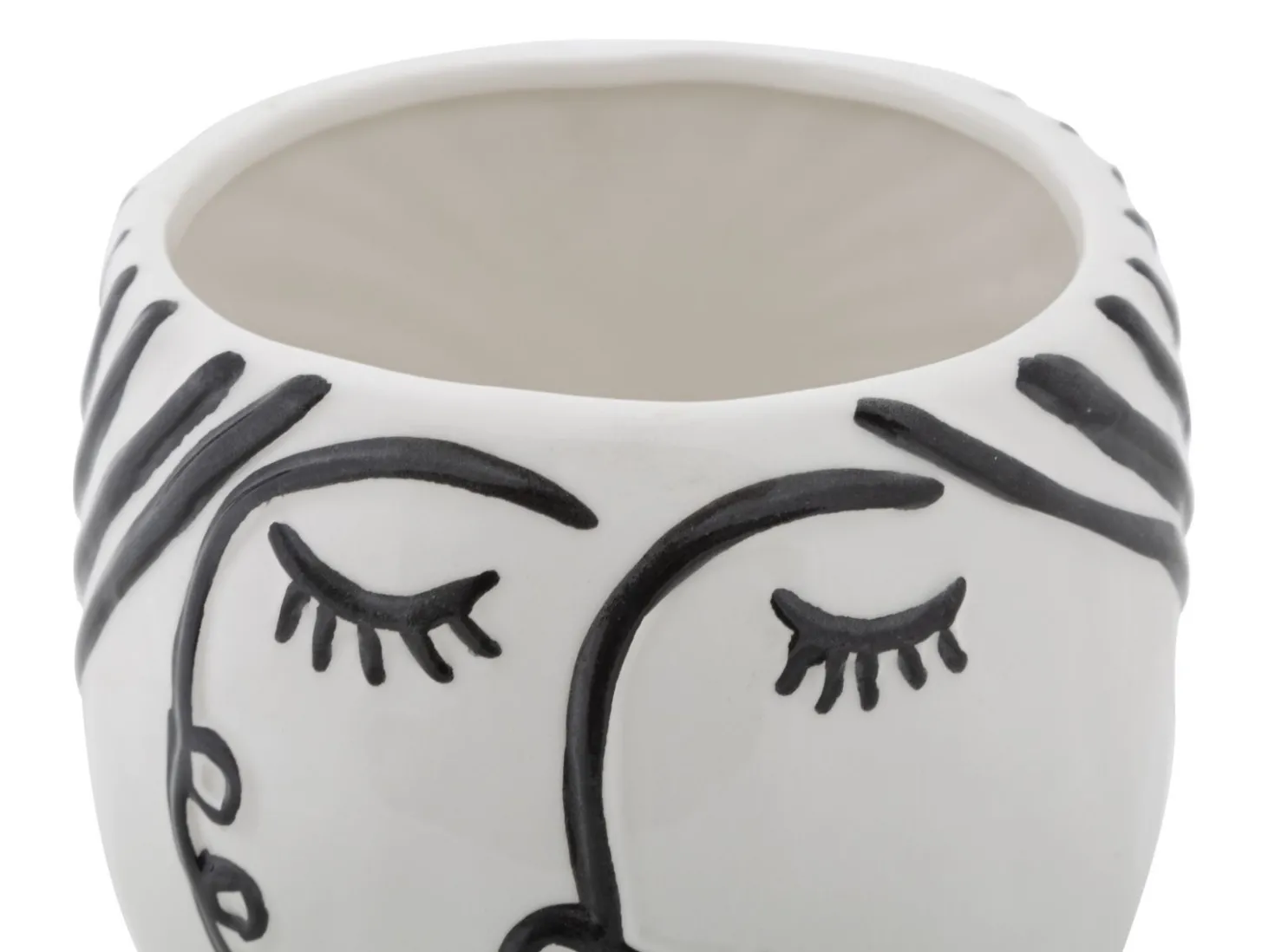 Vase visage Porcelaine Blanche base Noir
