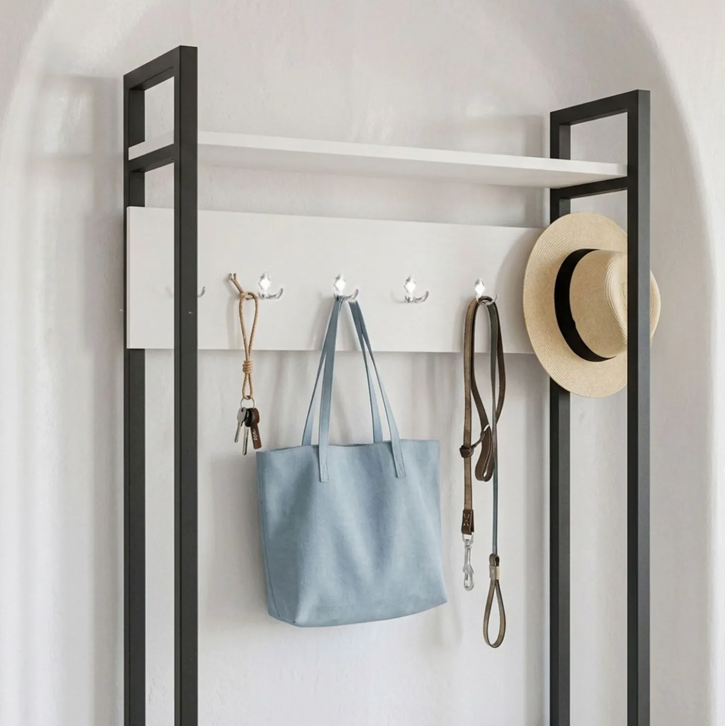 Vestiaire avec étagères et patères Marcadet Blanc