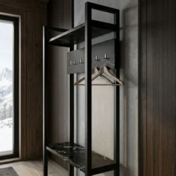 Vestiaire avec étagères et patères Marcadet Noir