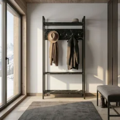 Vestiaire avec étagères et patères Marcadet Noir