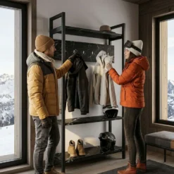 Vestiaire avec étagères et patères Marcadet Noir