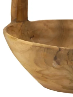 Vide-sac en teck recyclé avec poignée artisanale