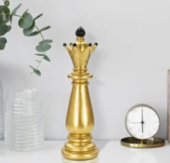 Évêque d'échecs Polyrésine Doré décorations Noires